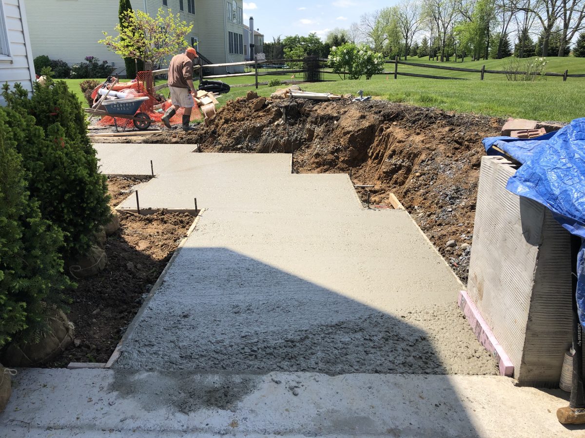 Pouring the Concrete - Chestnut Hill Landscape Contractors