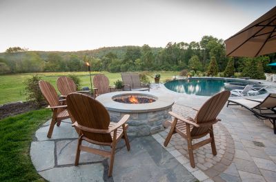 fire pit and pool deck