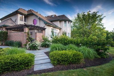 walkway, foundation plantings